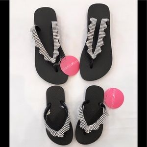Planet sea embellished sequin flip flops